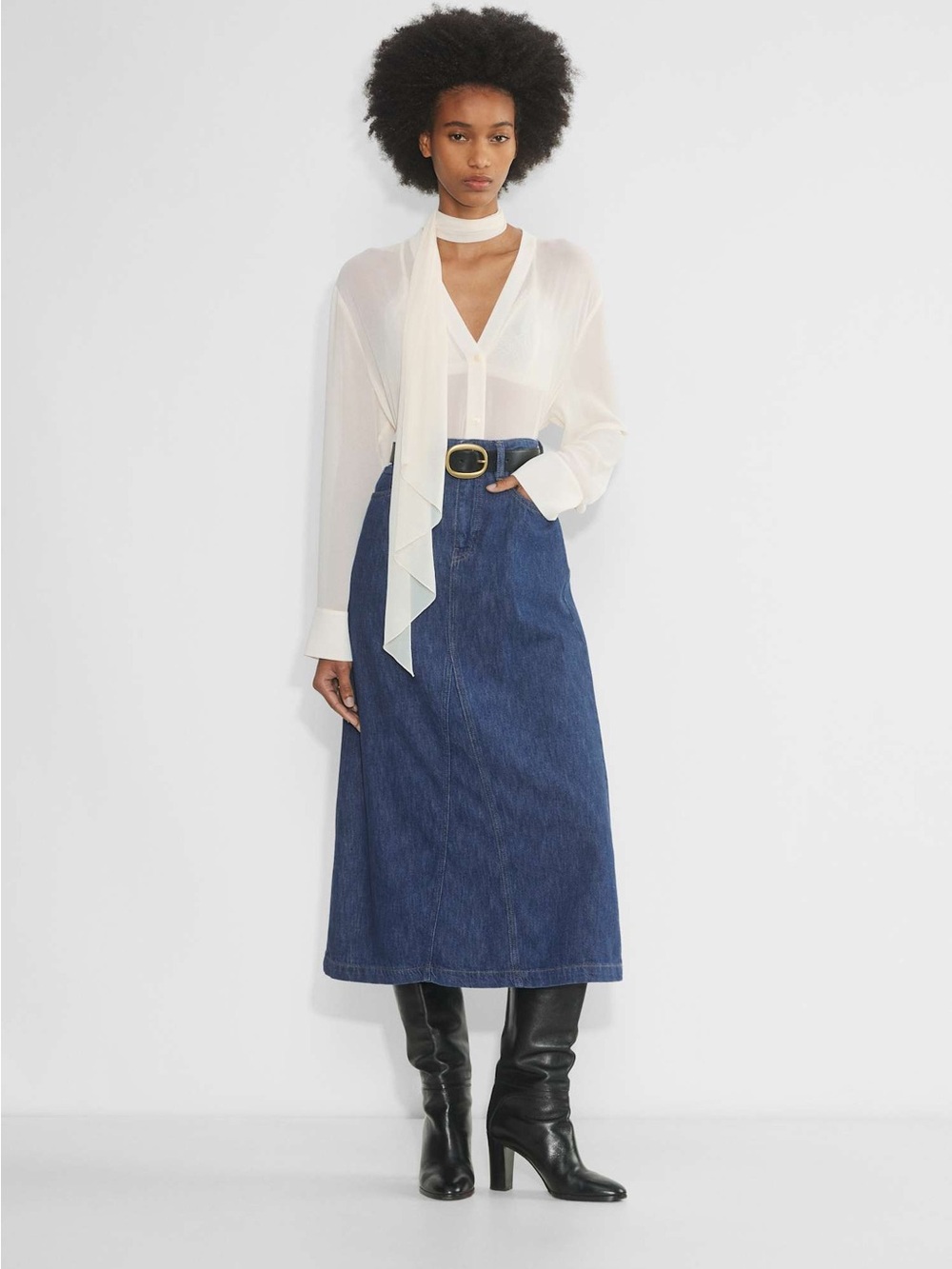 Aritzia Wilfred Limelight Maxi Denim Skirt Size 6